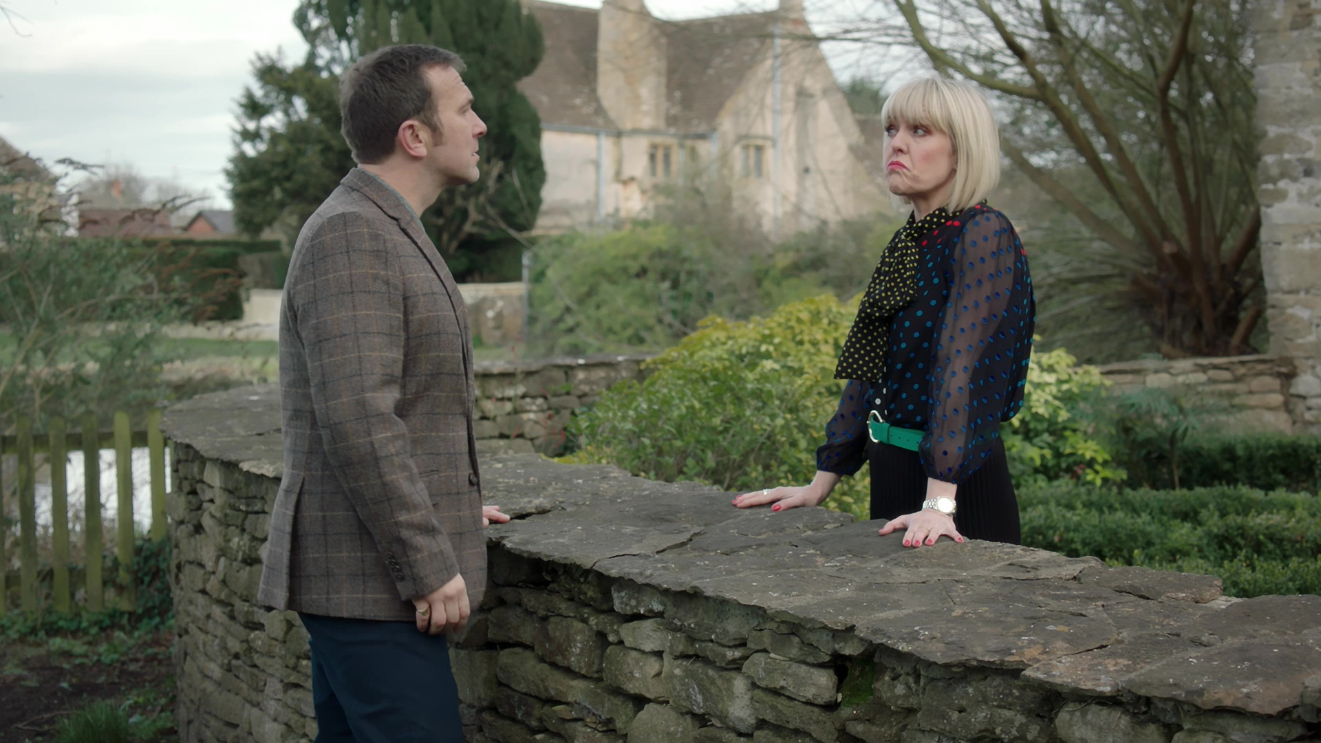 Purple Floral Shirt worn by Agatha Raisin (Ashley Jensen) in Agatha Raisin  Season 3 Episode 2